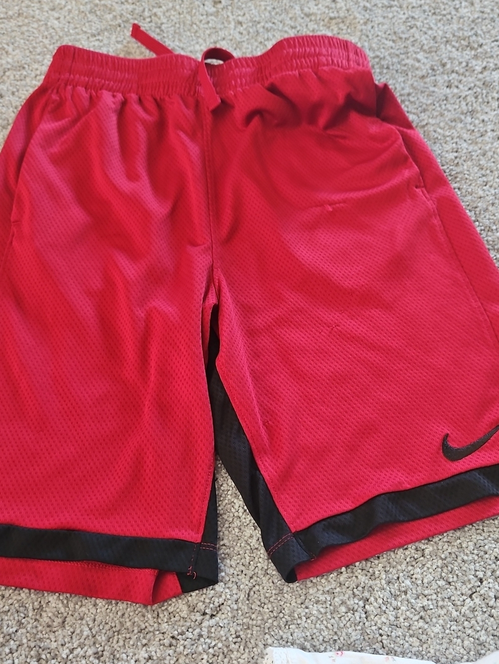 Nike Boys Red Athletic Mesh Shorts with Black Accents